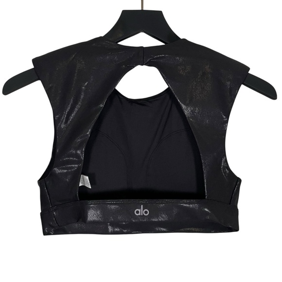 Alo Yoga Size S Super Shine Flash Bra in Black - Picture 4 of 7